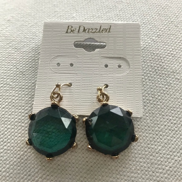 NWT Be Dazzled Teal Gem Drop Earrings - Picture 3 of 4
